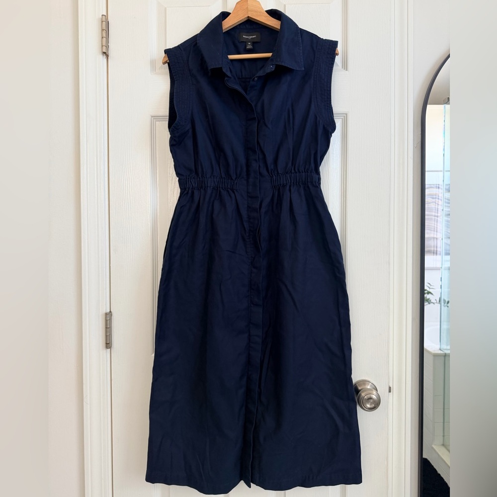 Banana Republic Dark Blue Midi Dress With Pockets